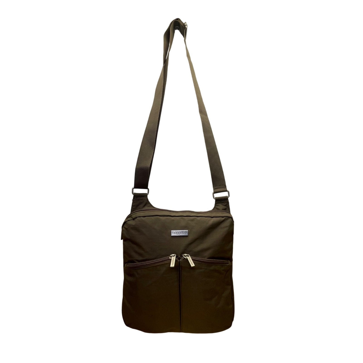 Baggallini Women’s Brown Nylon Adjustable Strap Travel Organizer Crossbody Bag