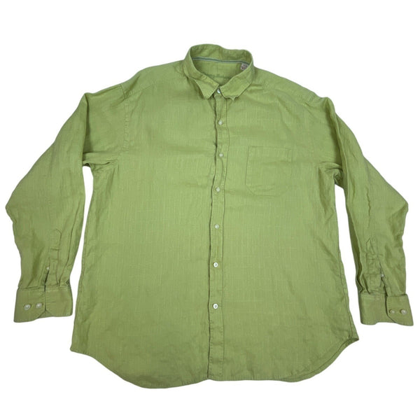 Tommy Bahama Men's Green Lime Button Up Long Sleeve Linen Shirt Sz XL