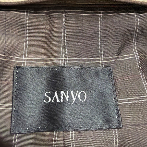 Sanyo Mens Khaki Double Breasted Trench Coat With Belt Wool Collar 42R