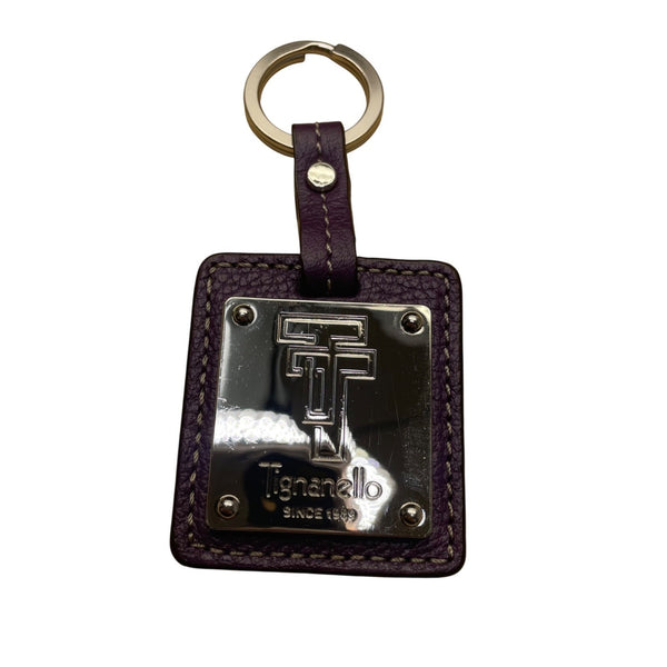 Tignanello Women’s Purple Leather With Dual Handles & Key-lace Shoulder Tote Bag