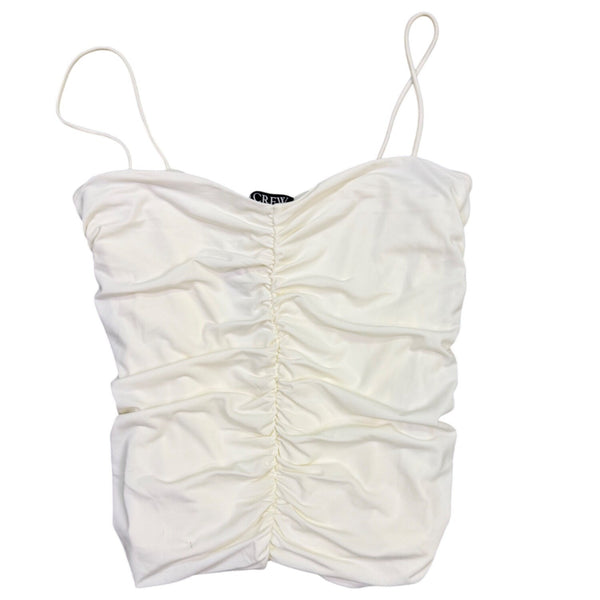 J.Crew Womens White Ruched Camisole Tank Top With Spaghetti Straps Size M