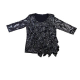 Elementz Women Black Top Swirl Glitter Pattern Size M