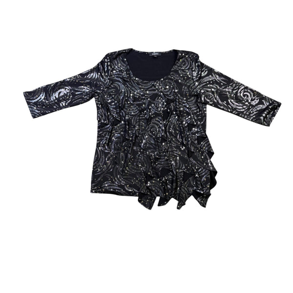 Elementz Women Black Top Swirl Glitter Pattern Size M