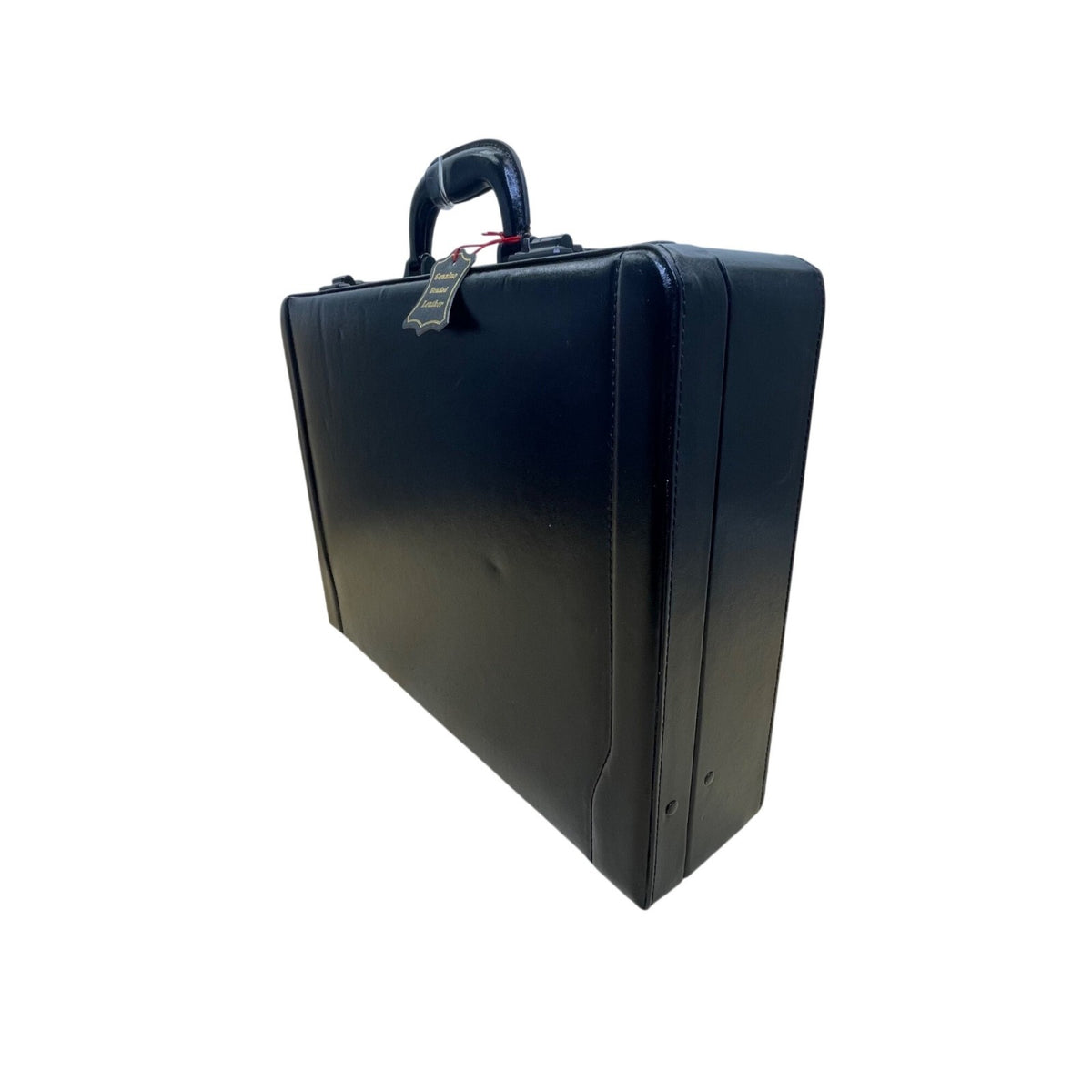 Solid Brass Black Genuine Bonded Leather Password Lock Executive Briefcase