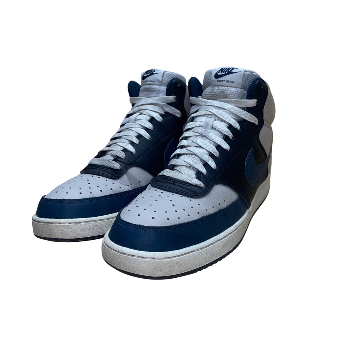 Nike Men’s Navy Blue & Gray Court Vision High-Top Lace-Up Sneakers Size 12
