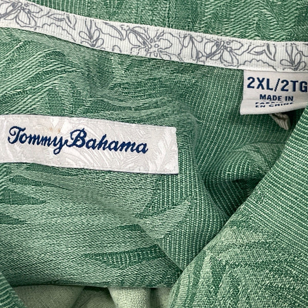 Tommy Bahama Mens Green Silk Floral Hawaiian Short Sleeve Button-Up Shirt...