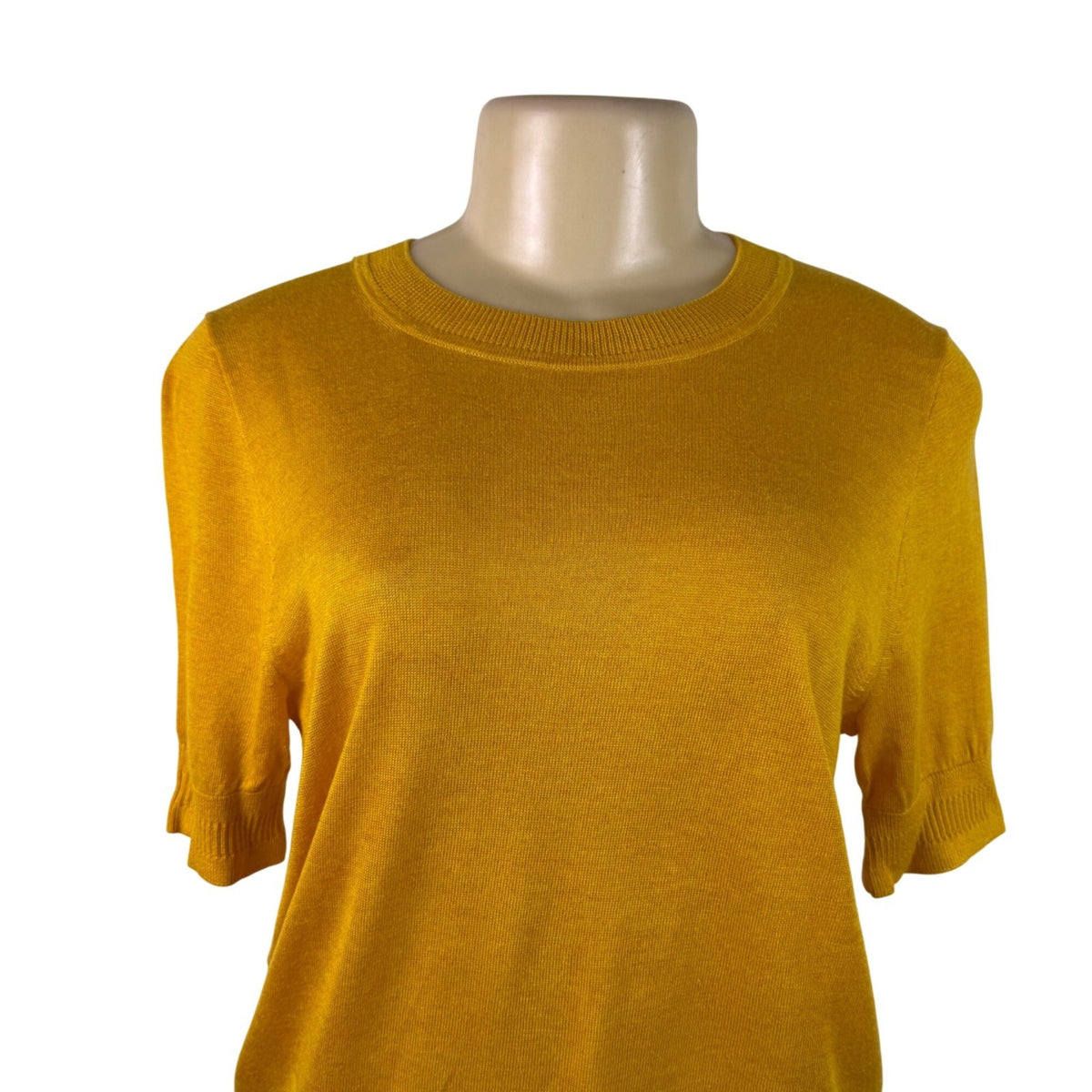 J.Crew Womens Mustard Yellow Lyocell Blend Short Sleeve Sweater Size M