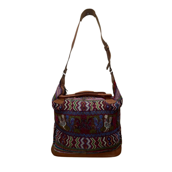 Women’s Colorful Handwoven Shoulder Bag With Adjustable Leather Strap & Zipper