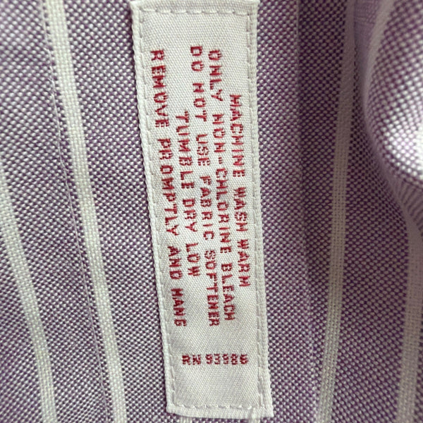 Brooks Brothers Mens Purple & White Striped Collared Shirt Non-Iron Sz16.5 34