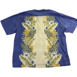 Tommy Bahama Mens Blue Yellow 100% Silk Hawaiian Button-Up Shirt Sz XXL