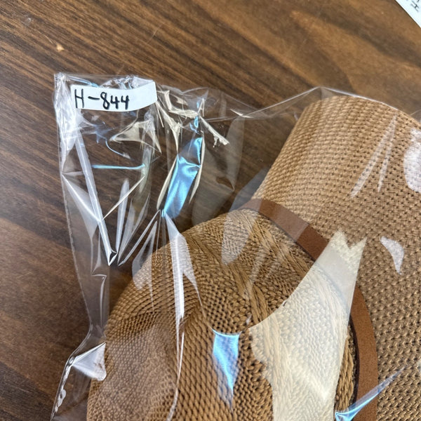 Treasure & Bond Womens Brown Straw Wide Brim Hat Decorative Band Accents