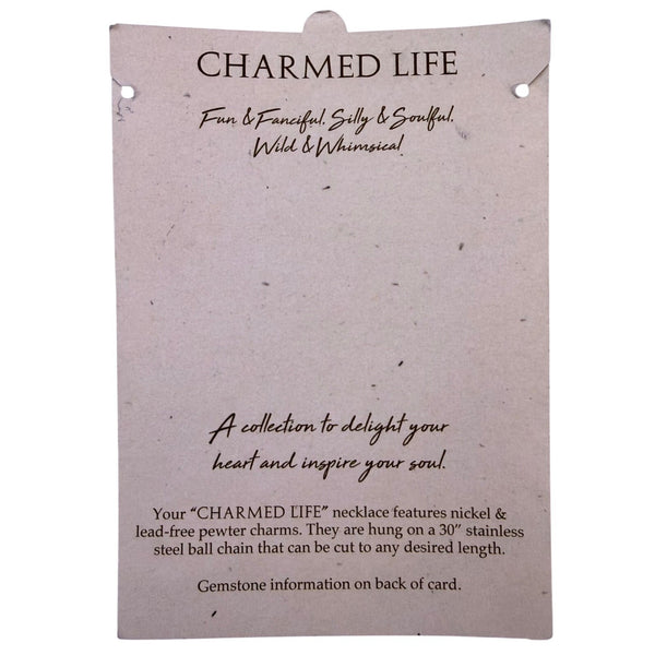 Charmed Life Womens Silver Tone Pewter Pendant Necklace Ball Chain Turquoise