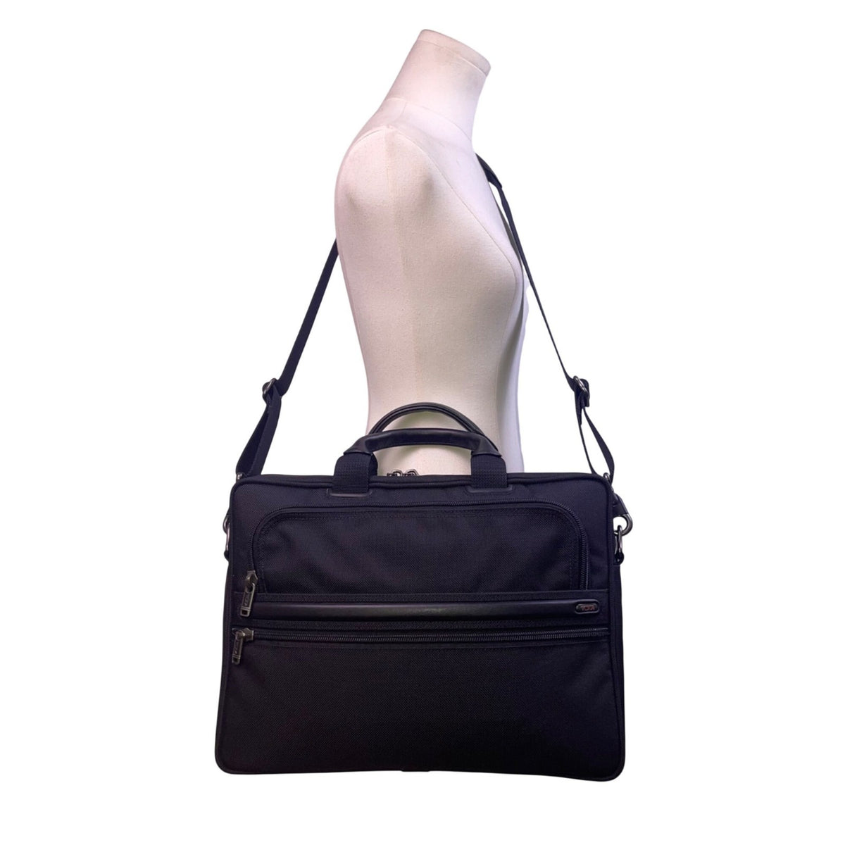 Tumi Men’s Black Ballistic Nylon Zipper Closure Briefcase 2 Way Laptop Bag