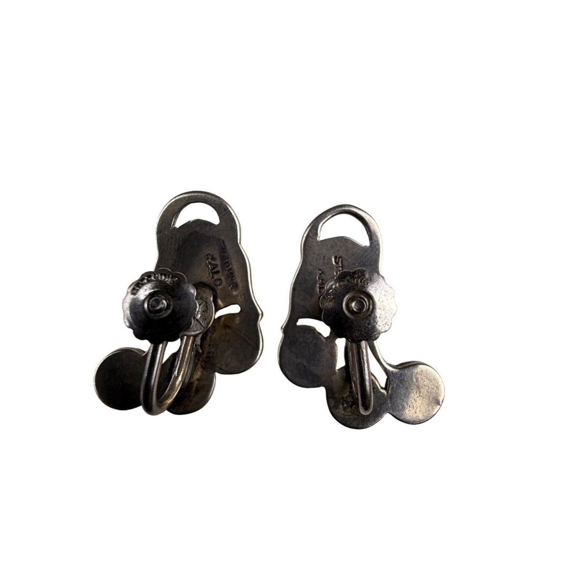 Kalo Sterling Silver Womens Floral Clip Screw On Earrings Handcrafted Intricate