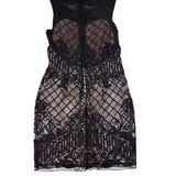 Eureka Womens Black & Nude Sleeveless Beaded Sheath Dress Size L
