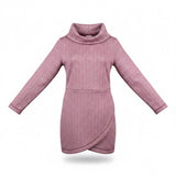 Lands End Womens Pink Herringbone Cowl Neck & Long Sleeve Tunic Sweater Size XL