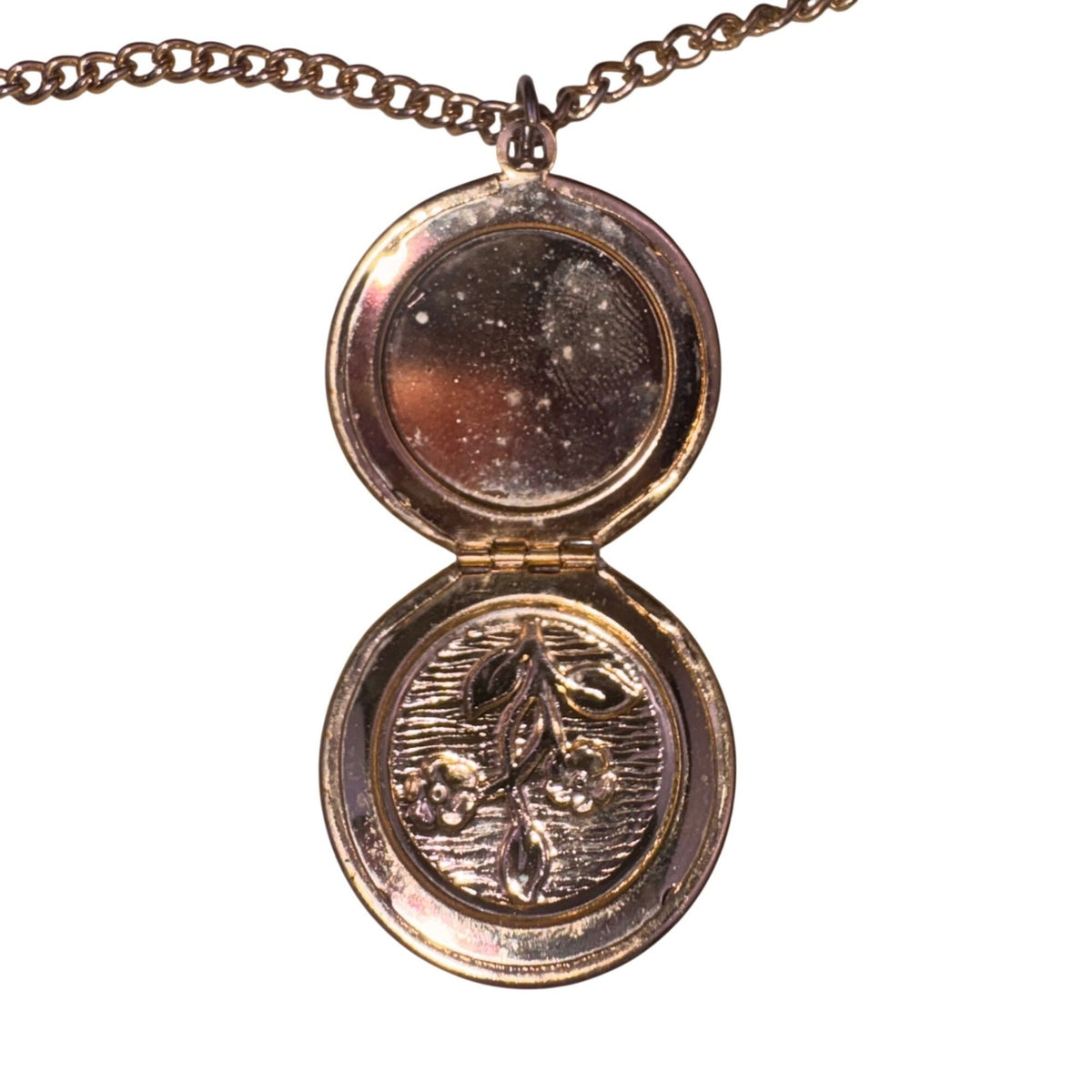 Four-Strand Floral Gold Tone Womens Metal Locket Necklace Vintage 1960s