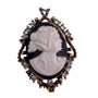 Victorian-Style Womens Gold Tone Cameo Brooch Black/White With Rhinestones