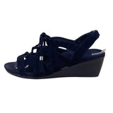 Women’s Black Suede Tassel Strappy Design Kalie Wedge Sandals Size 5