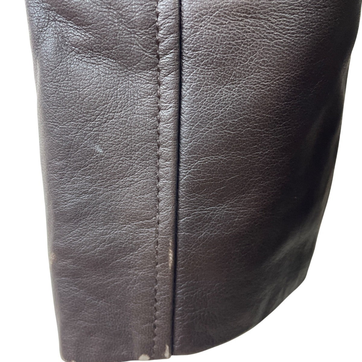 Womens Brown Leather Button-Up Trench Coat With Faux Fur Lining