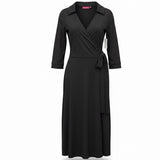 Melissa Masse Womens Black Wrap Shirt Dress Large Stylish & Comfy