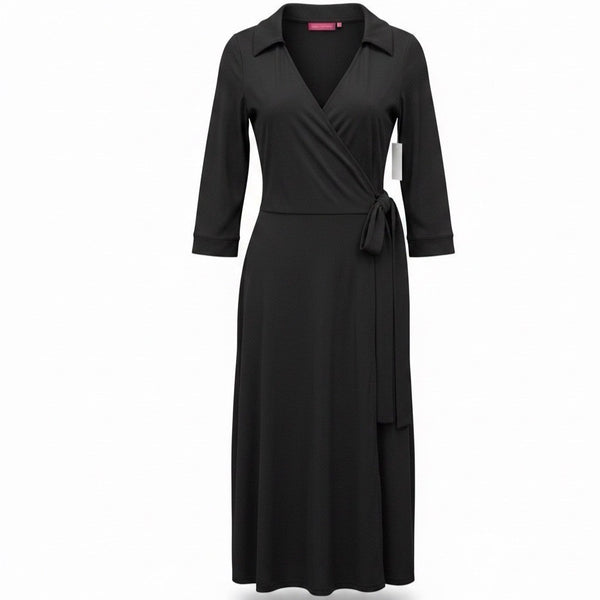 Melissa Masse Womens Black Wrap Shirt Dress Large Stylish & Comfy