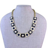 Talbots Womens Gold Tone Enamel Collar Necklace With Square Links