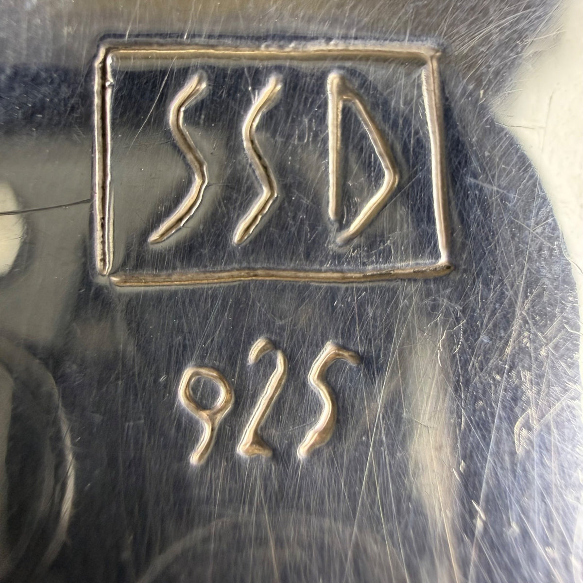 Sterling Silver 925 SSD Israel Artistic Pendant Curved Design Marked Handmade