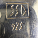 Sterling Silver 925 SSD Israel Artistic Pendant Curved Design Marked Handmade