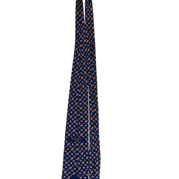 Vintage Brooks Brothers Mens Blue Yellow Red All Silk Handmade Pattern Neck Tie
