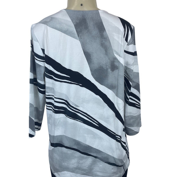 Chico’s Women's Black White Grey Abstract Blouse Sz 2 (EUR 32) - NWT