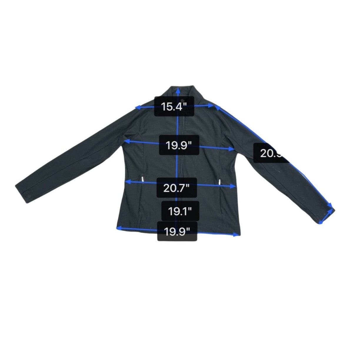 Lucy Womens Black Full-Zip  Jacket Stretch Fabric High Collar With Pockets Sz XL