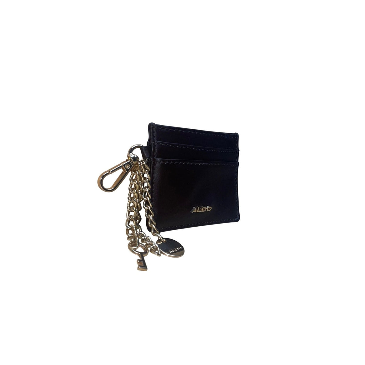 Aldo Women’s Black Leather With Key & Logo Keychain Cardholder