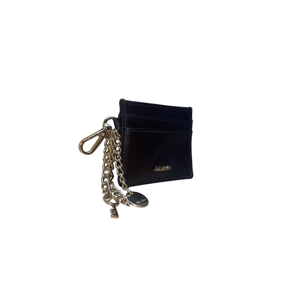 Aldo Women’s Black Leather With Key & Logo Keychain Cardholder