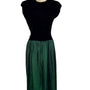 Vintage Lloyd Williams Black Velvet & Green Satin Dress With Bow Detail Sz 8