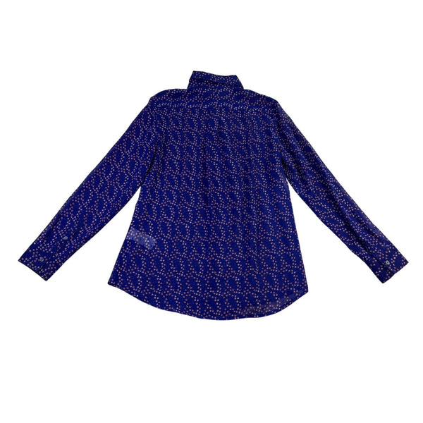 Banana Republic Womens Blue Long Sleeve Printed Button-Up Ruffle Dillon Shirt Sz