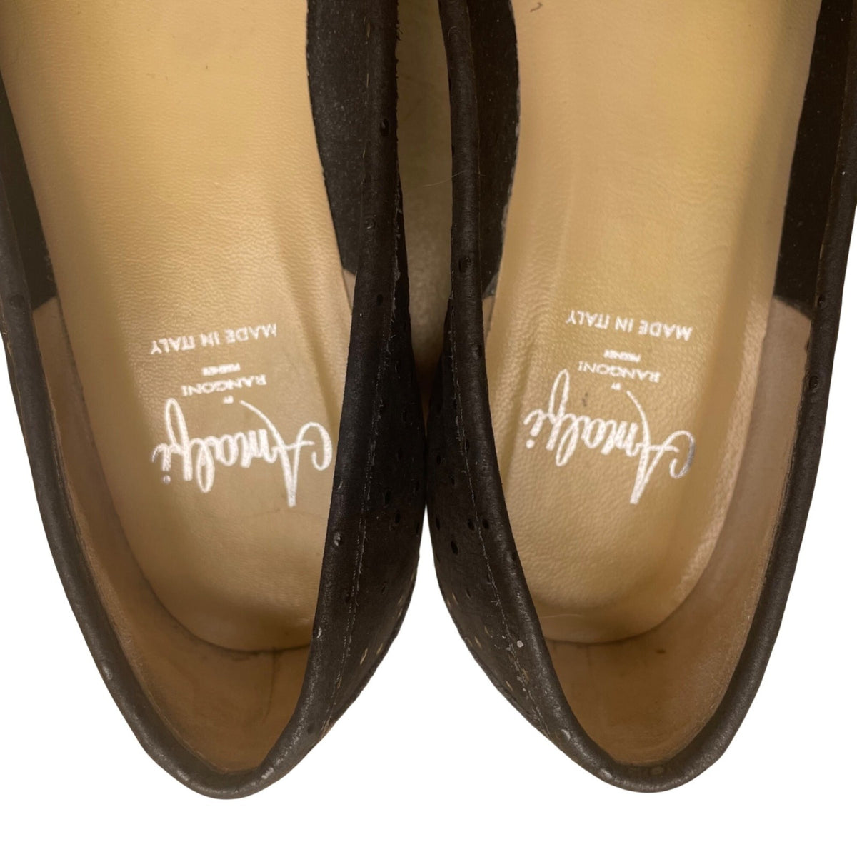 Amalfi By Rangoni Women’s Black Leather Loafers Gold Accent Flat Shoes Size 6.5M