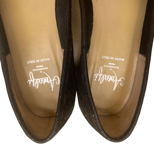 Amalfi By Rangoni Women’s Black Leather Loafers Gold Accent Flat Shoes Size 6.5M