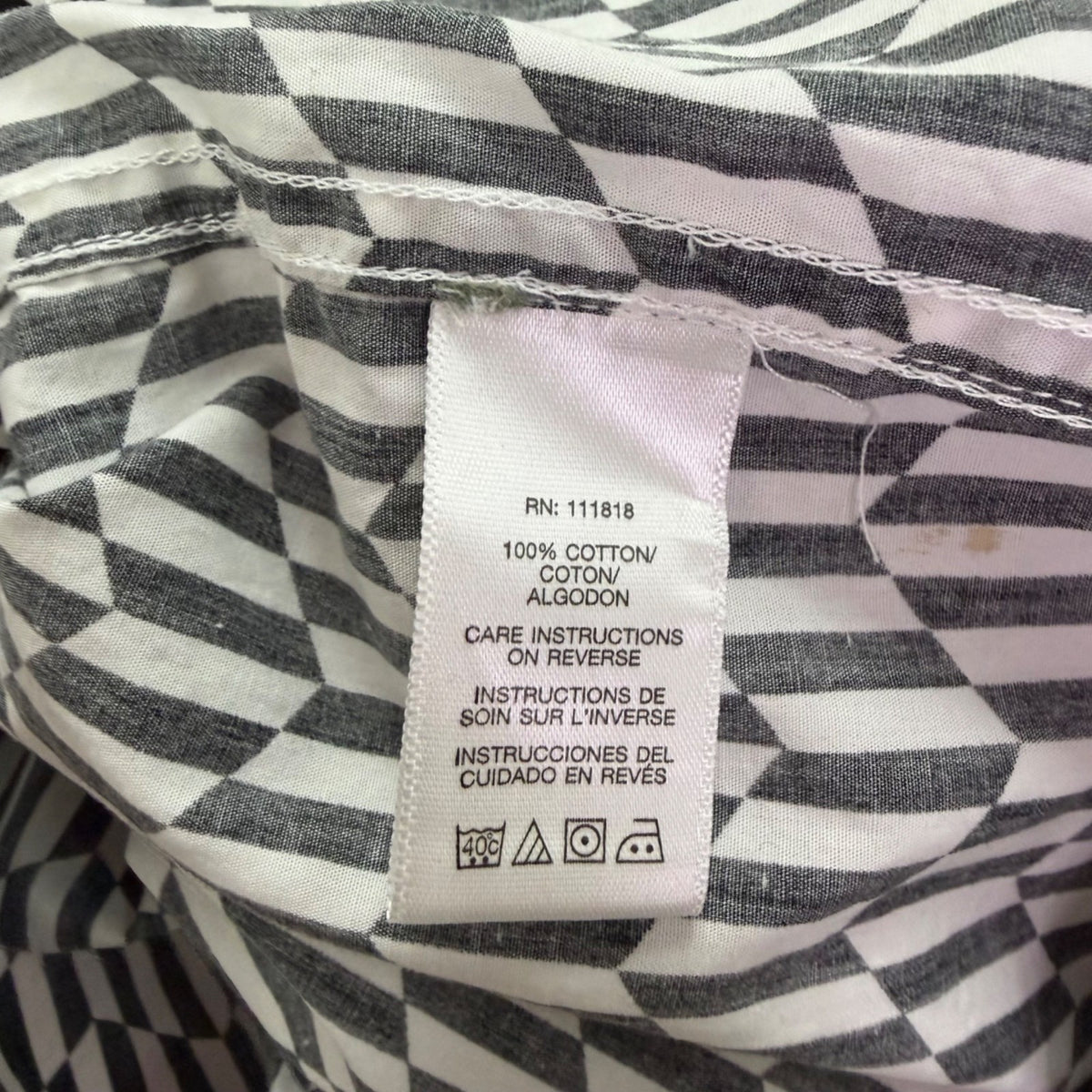Michael Kors Mens Black & White Cotton Collared Button-Up Long Sleeve Shirt Sz L