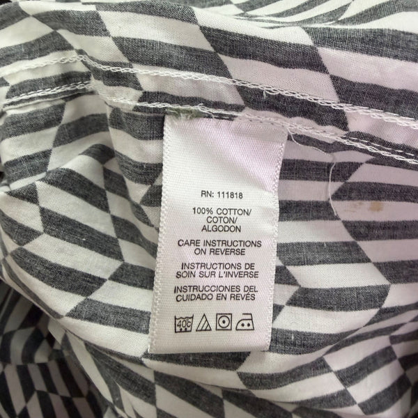 Michael Kors Mens Black & White Cotton Collared Button-Up Long Sleeve Shirt Sz L