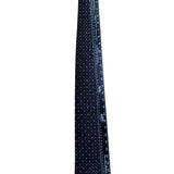 XM Platinum All Silk Handmade Tie Black With Blue Floral Pattern Made In USA