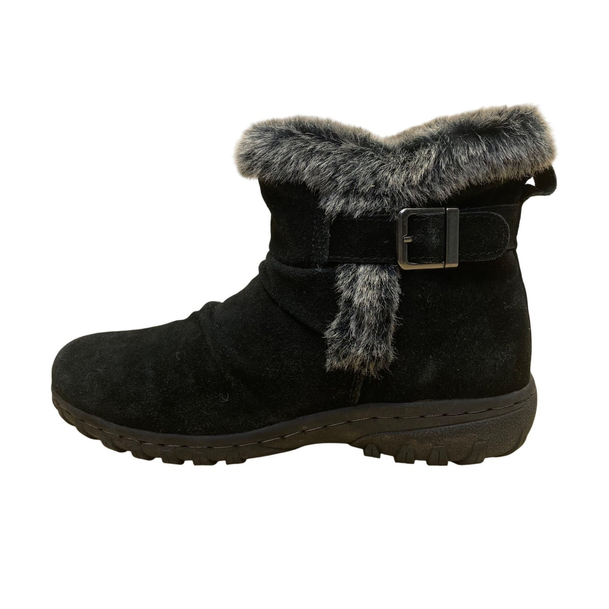 Khombu Women’s Black Faux Fur-Lined & Faux Leather Winter Snow Boots Size 8M