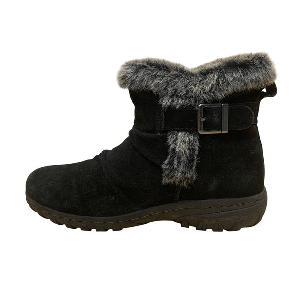 Khombu Women’s Black Faux Fur-Lined & Faux Leather Winter Snow Boots Size 8M