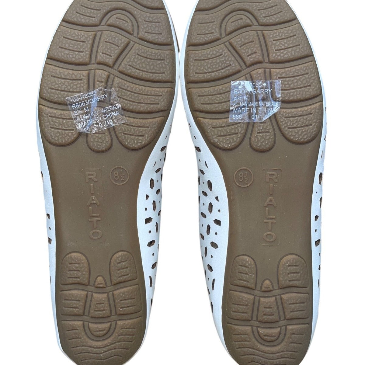 Rialto Women’s White Synthetic Bow Accents Cutout Garry Ballet Flats Size 8.5M