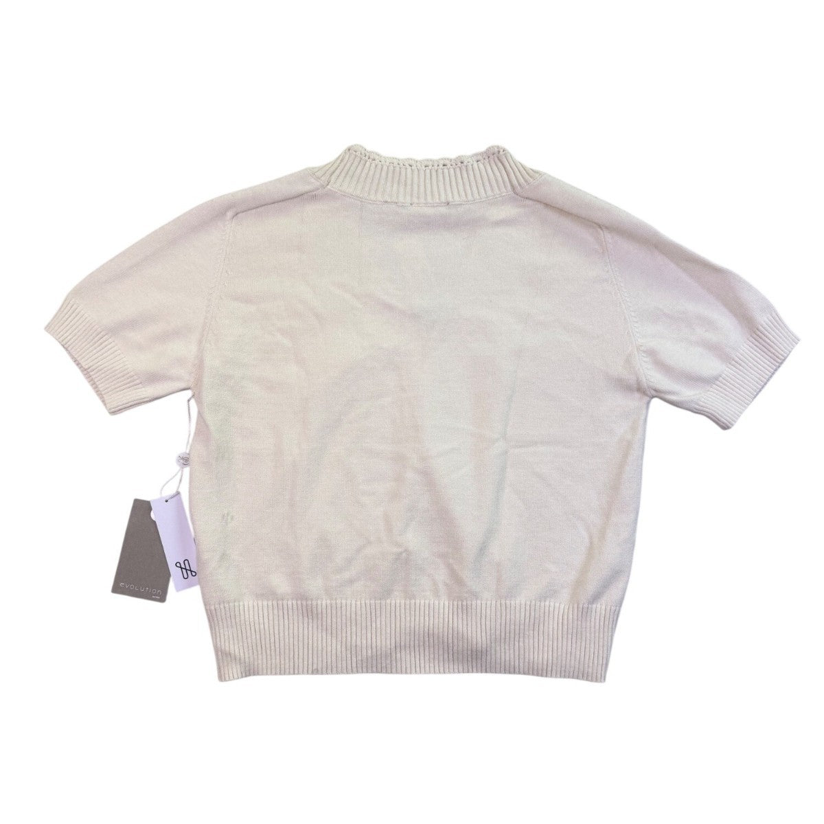 Evolution By Cyrus Womens Off-White V-Neck Short-Sleeve Sweater Size L