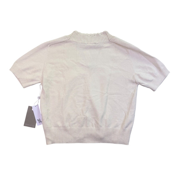 Evolution By Cyrus Womens Off-White V-Neck Short-Sleeve Sweater Size L