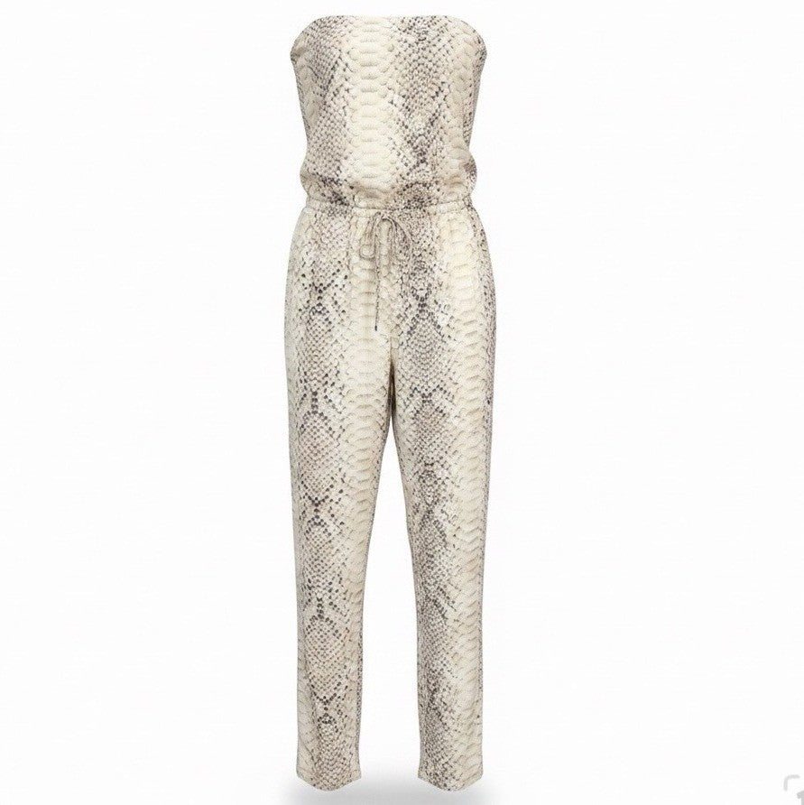 Haute Hippie Womens Beige & Black Snake Print  Jumpsuit Size M