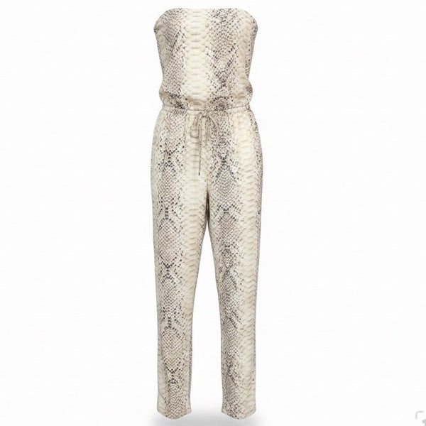 Haute Hippie Womens Beige & Black Snake Print  Jumpsuit Size M