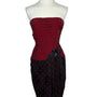 Vintage A.J. Bari Strapless Red & Black Striped Polka Dot Dress Size 4