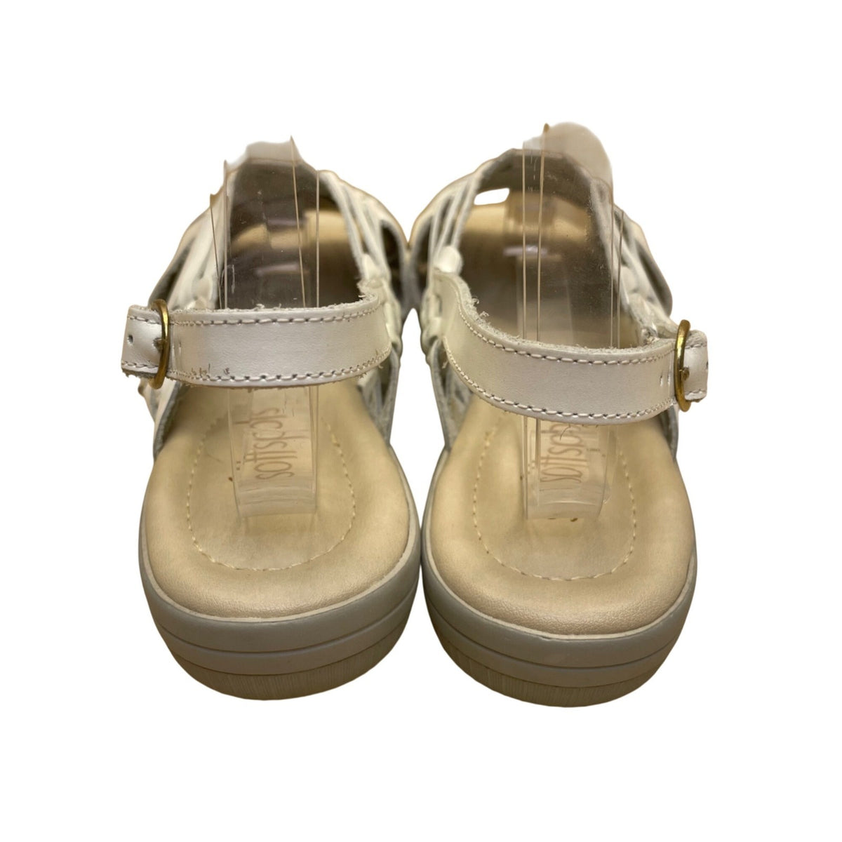 Softspots Women’s White Leather Perforated Insole Slingback Sandals Size 12N